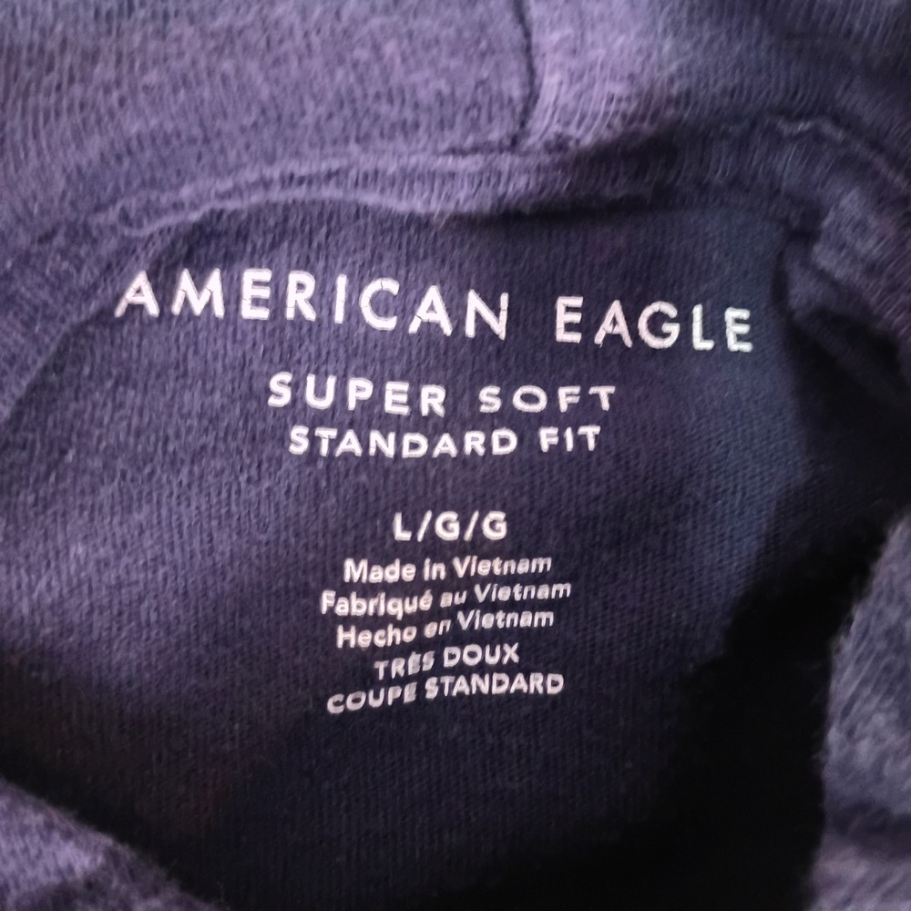 American Eagle Mens Navy Blue Super Soft Logo Graphic Hoodie Sweatshirt Large - Picture 3 of 13